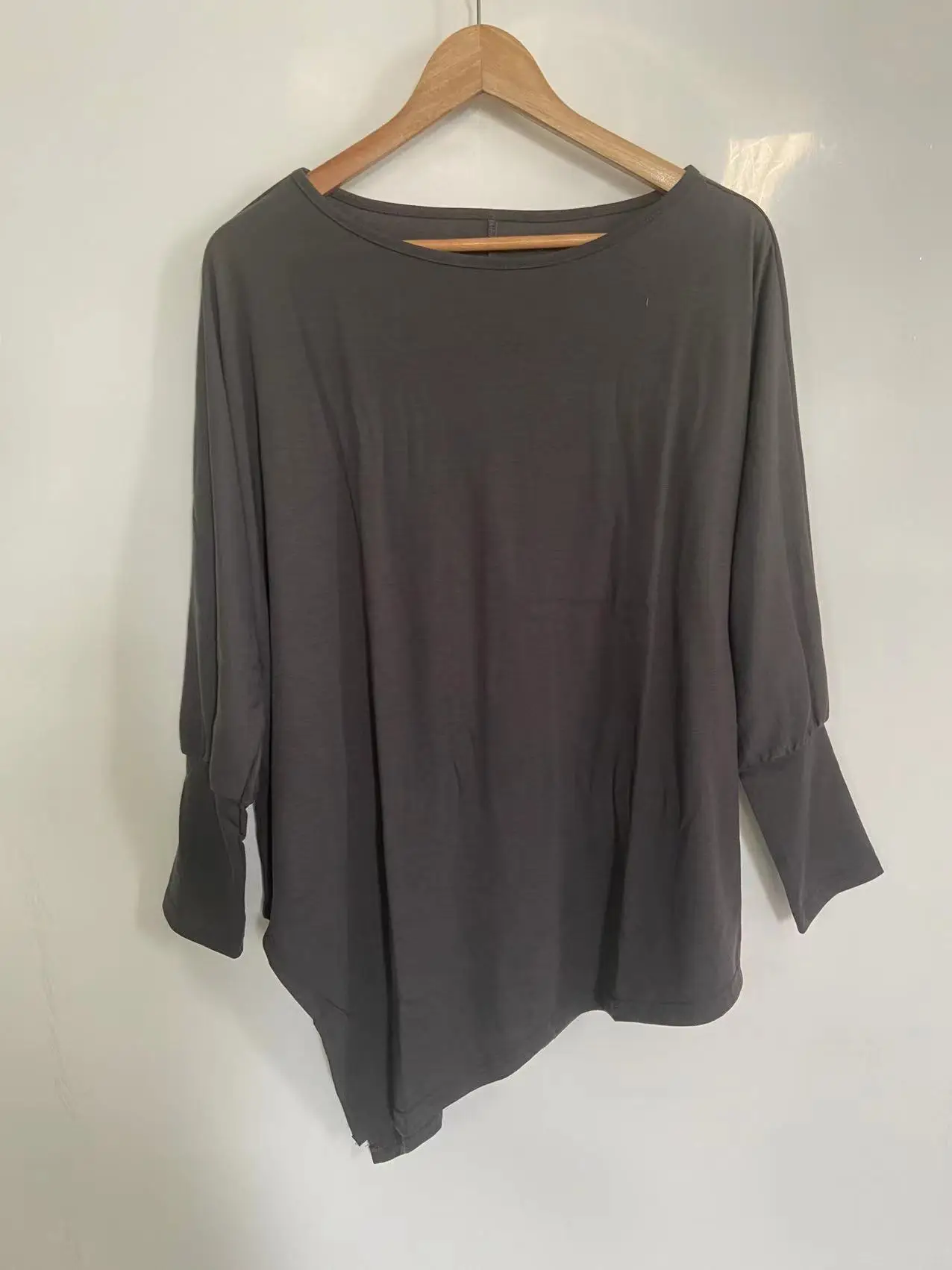 Long Sleeve Irregular T-Shirt Black Large - Image 11