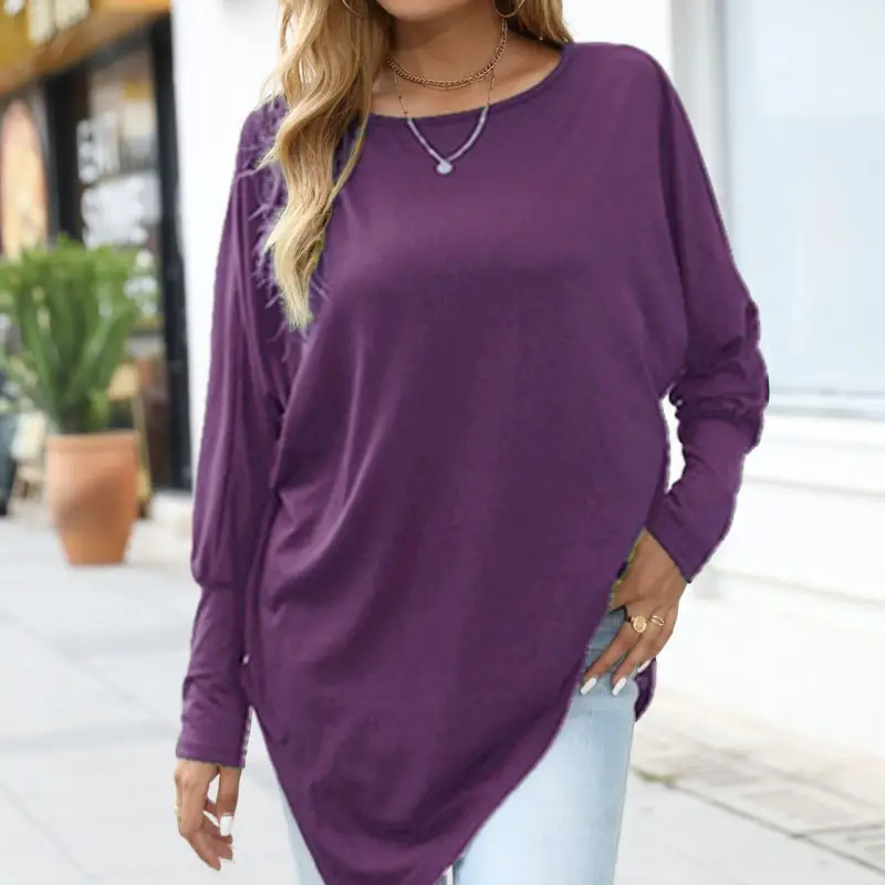 Long Sleeve Irregular T-Shirt Black Large - Image 4