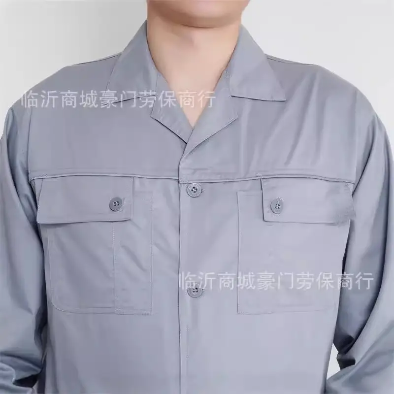 Summer Light Blue Cotton Labor Overalls for Men - Image 4
