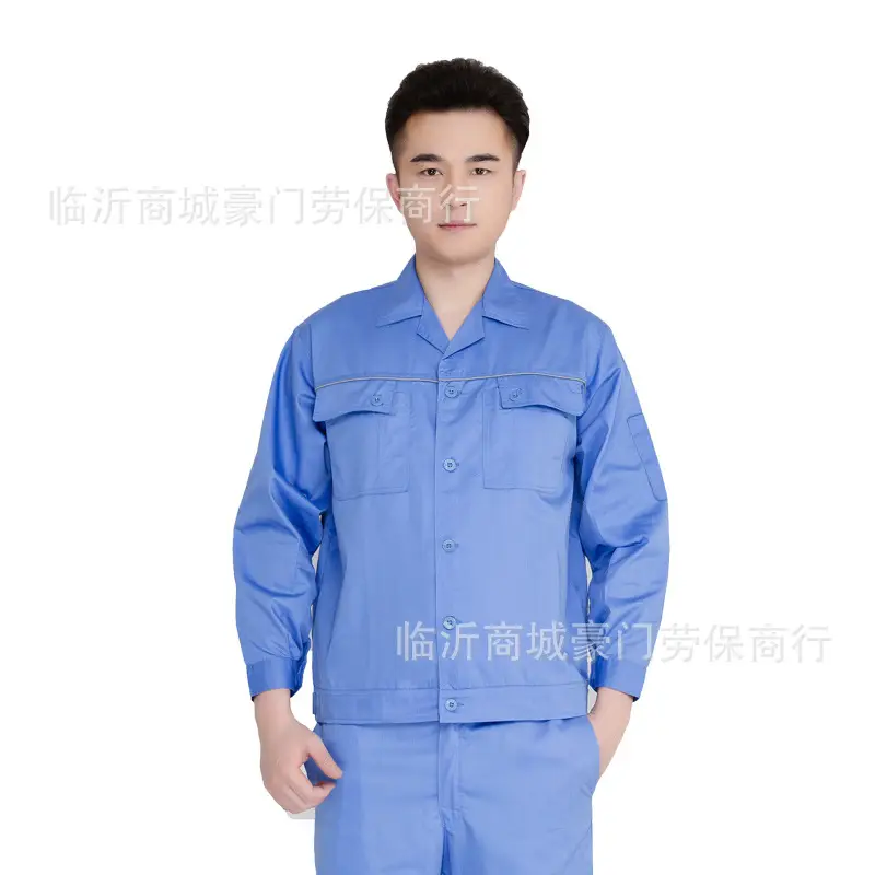 Summer Light Blue Cotton Labor Overalls for Men - Image 5