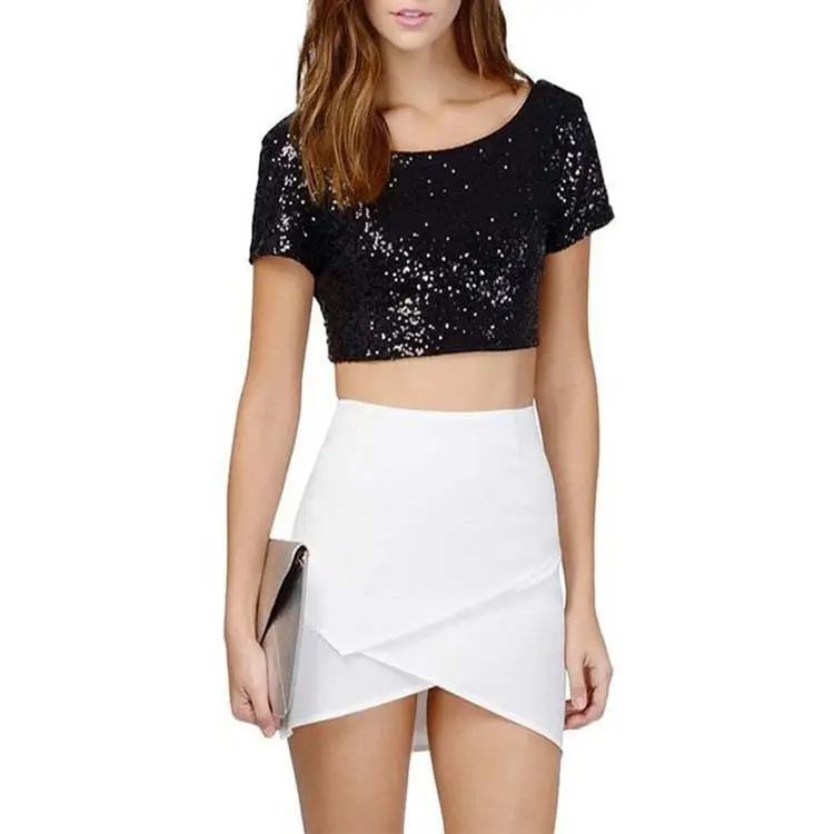 2025 Sequined Crop Top Shorts Set Women - Image 8