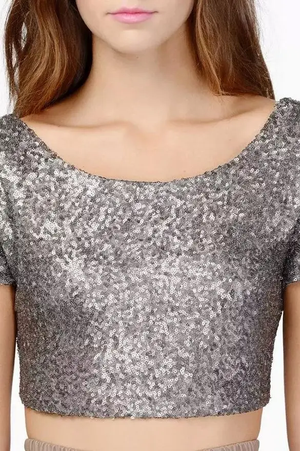 2025 Sequined Crop Top Shorts Set Women - Image 3