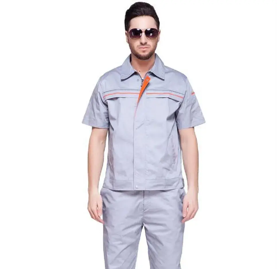 Men Grey Short Sleeve Work Suit Summer Suit - Image 4