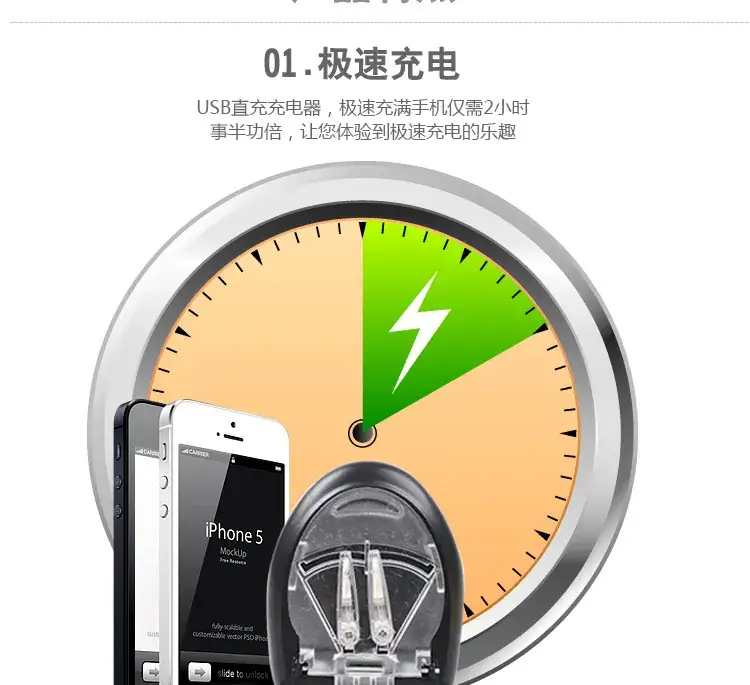 Universal Black 3-Light Mobile Charger — feature 44