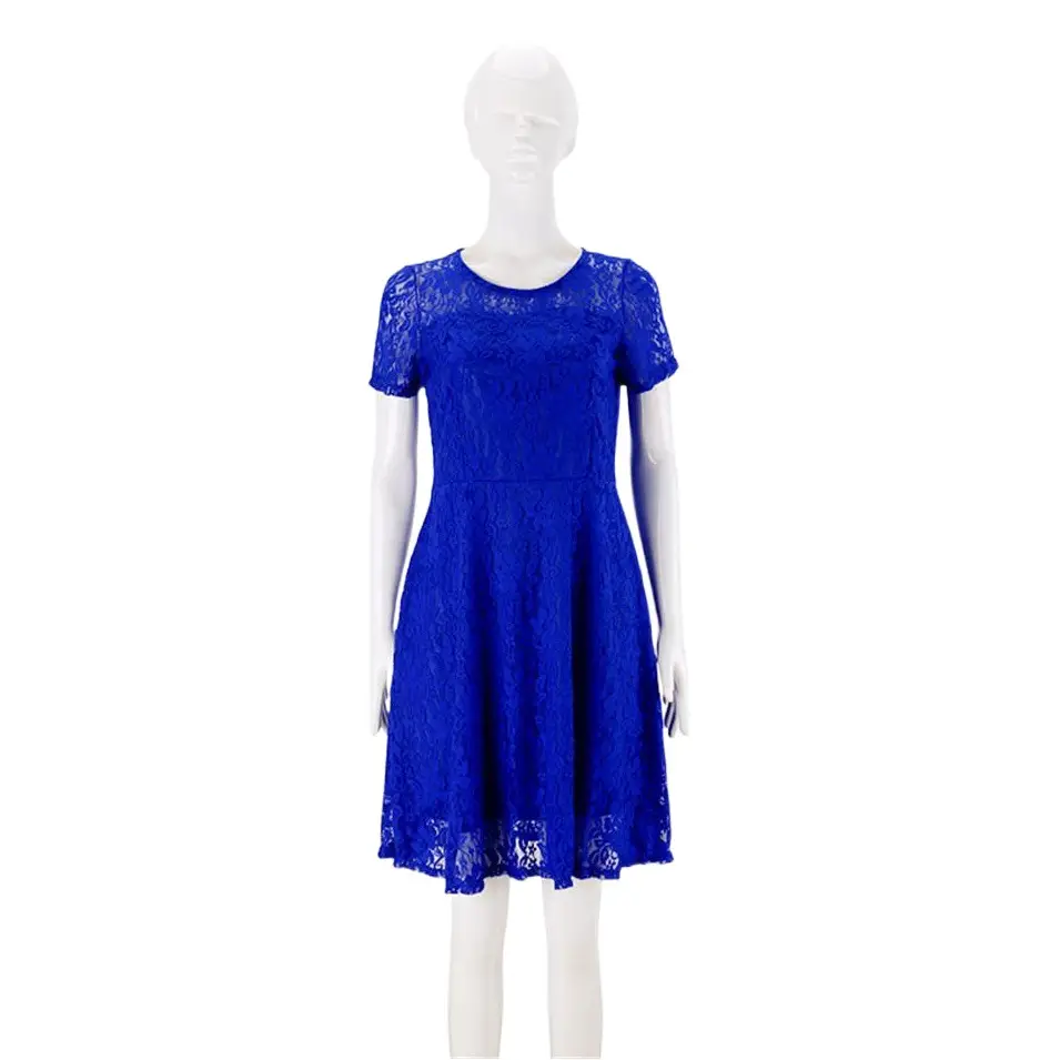 Black Lace Round Neck Summer Dress for Women
