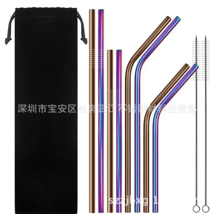 Stainless Steel Curved Straws Set 10.5" - Image 2