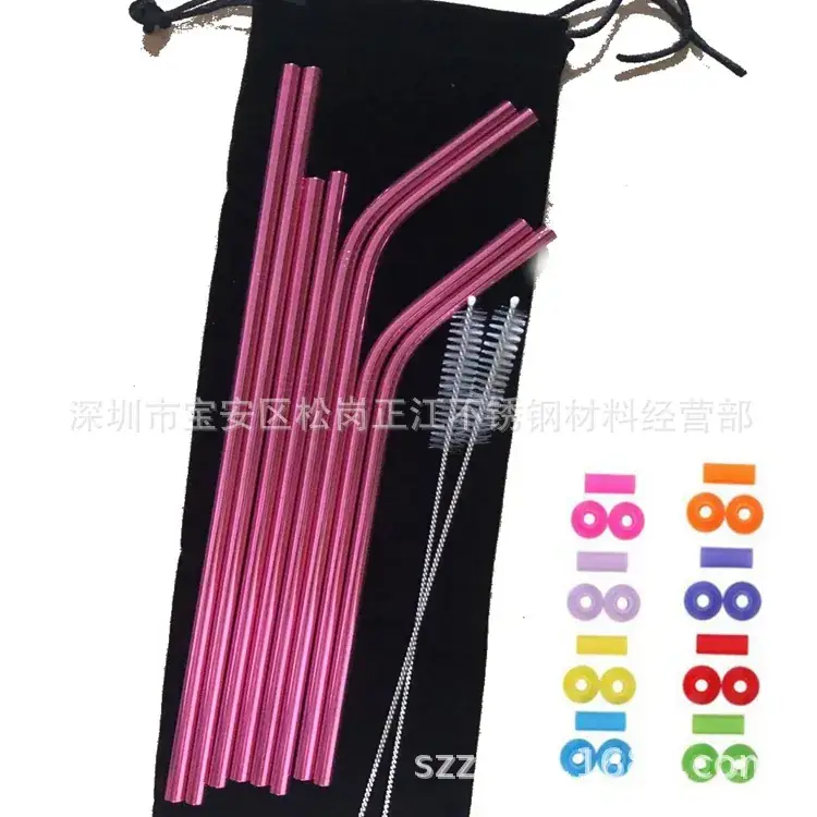 Stainless Steel Curved Straws Set 10.5" - Image 4