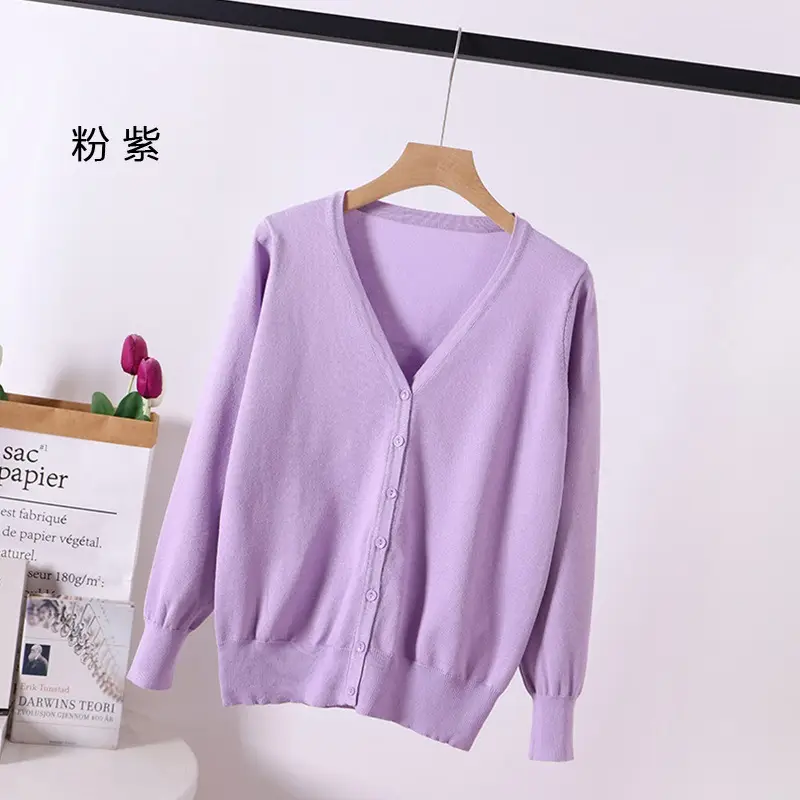 Women Green Knitted V-Neck Cardigan Large - Image 10