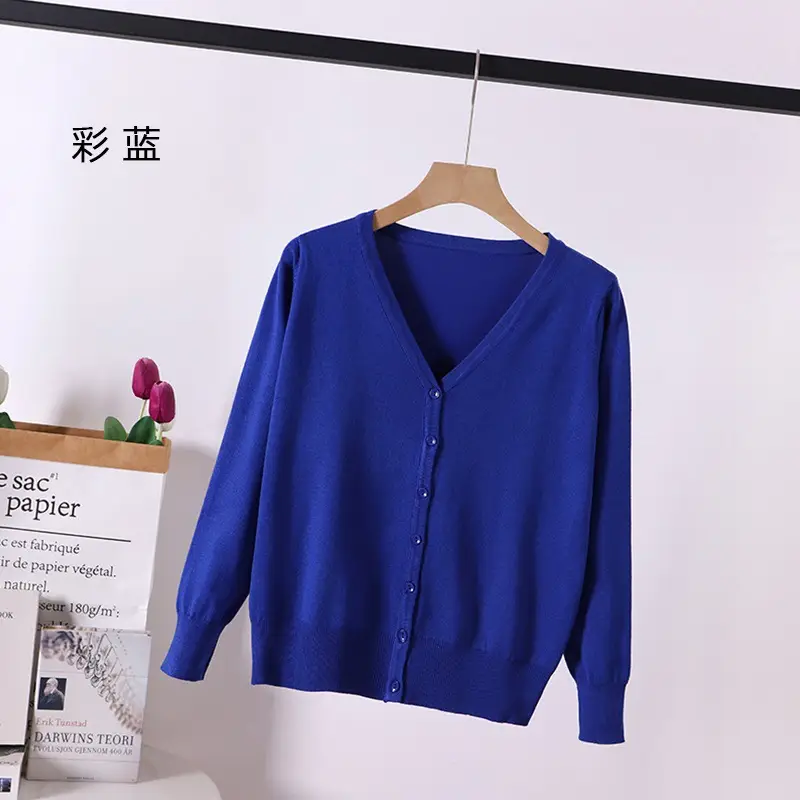 Women Green Knitted V-Neck Cardigan Large - Image 15