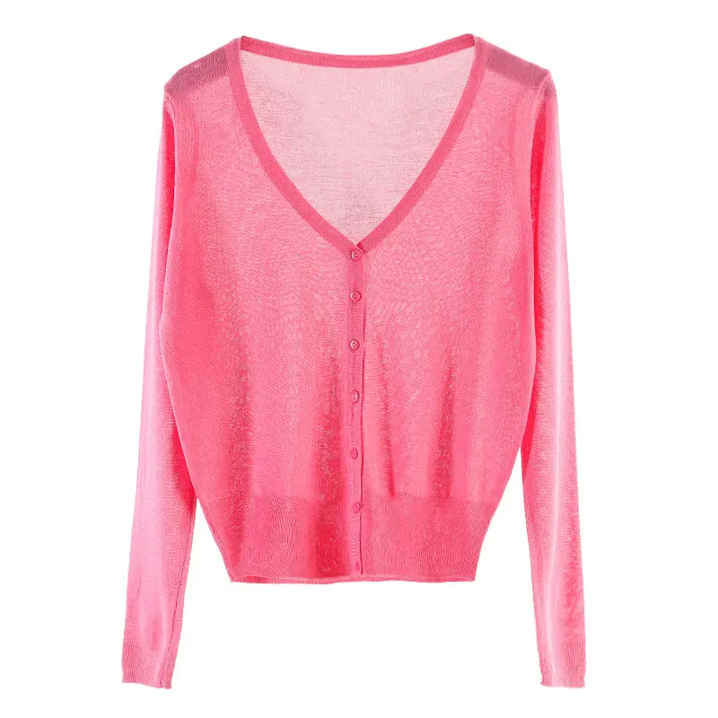 White Korean Style Knitwear Women's Long Sleeve Ice Silk Shirt - Image 13