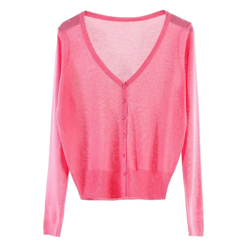 White Korean Style Knitwear Women's Long Sleeve Ice Silk Shirt
