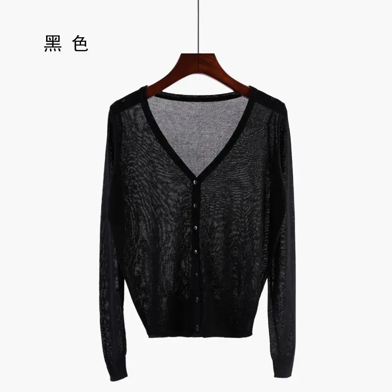 White Korean Style Knitwear Women's Long Sleeve Ice Silk Shirt - Image 2