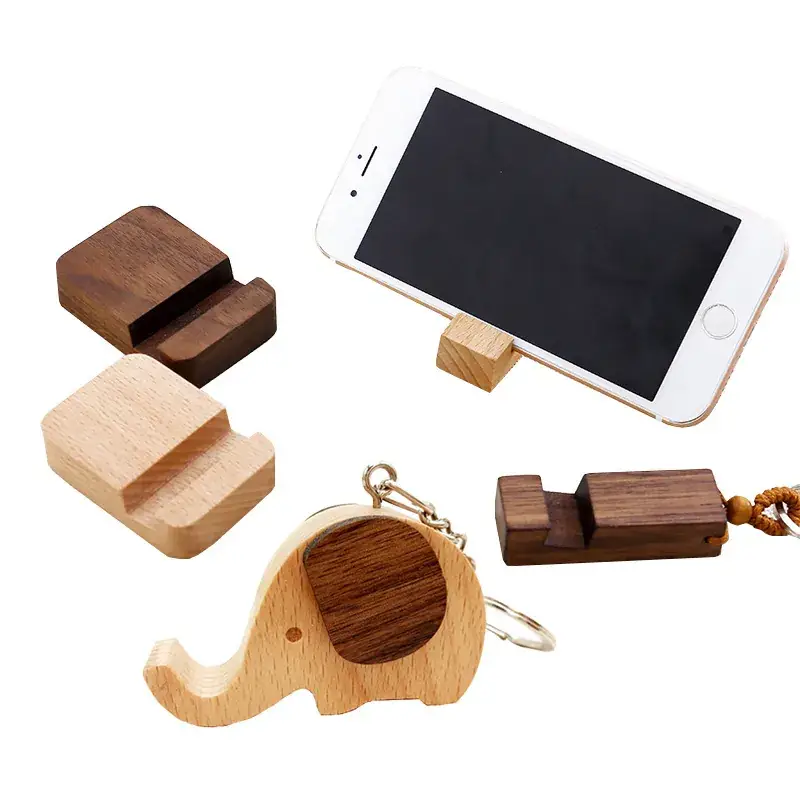 Wooden Mobile Phone Holder Keychain Compact Portable - Image 12