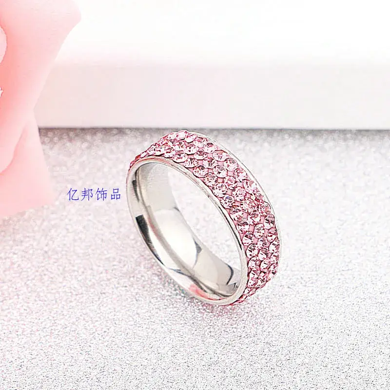 Korean Diamond Ring with 3 Rows of Sparkling Stones - Image 2