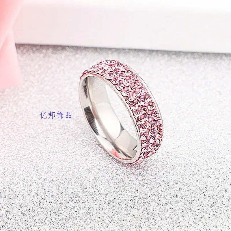 Korean Diamond Ring with 3 Rows of Sparkling Stones - Image 3
