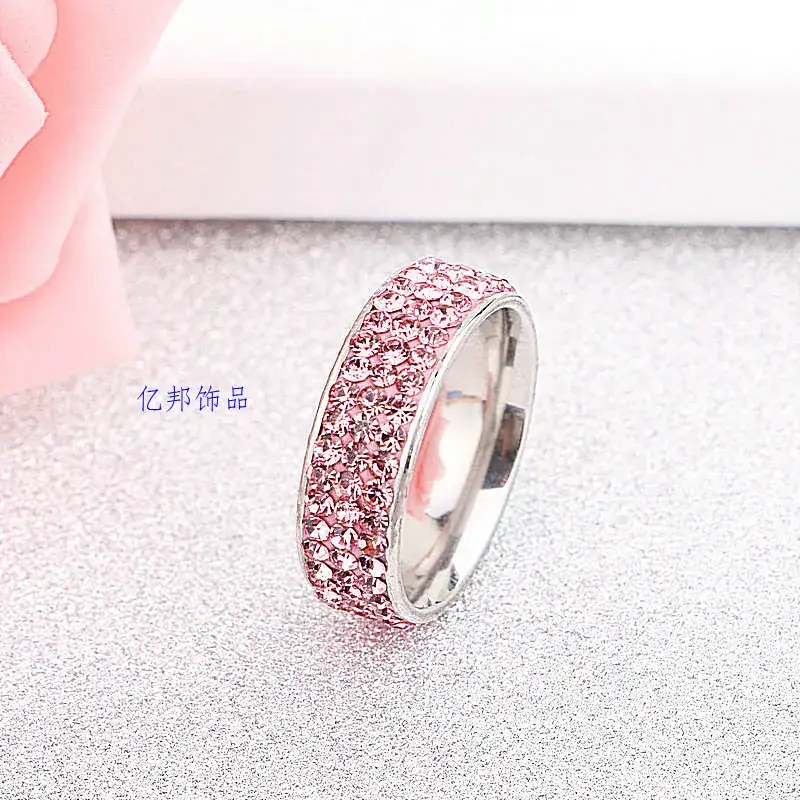 Korean Diamond Ring with 3 Rows of Sparkling Stones - Image 4