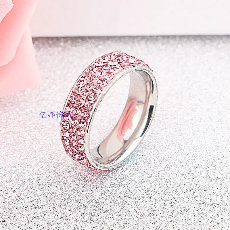 Korean Diamond Ring with 3 Rows of Sparkling Stones