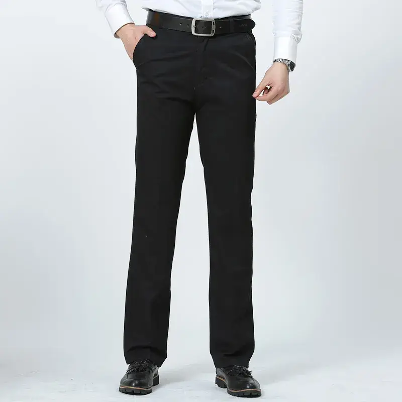 2025 Men's Pure Cotton Straight Leg Pants Black Middle Age - Image 9