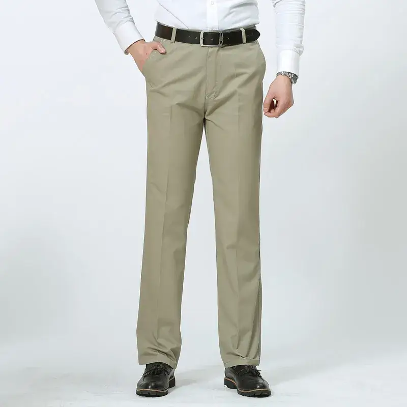 2025 Men's Pure Cotton Straight Leg Pants Black Middle Age - Image 10