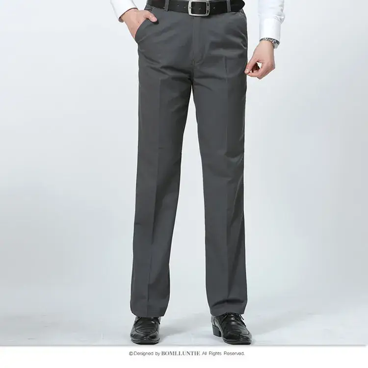 2025 Men's Pure Cotton Straight Leg Pants Black Middle Age - Image 11