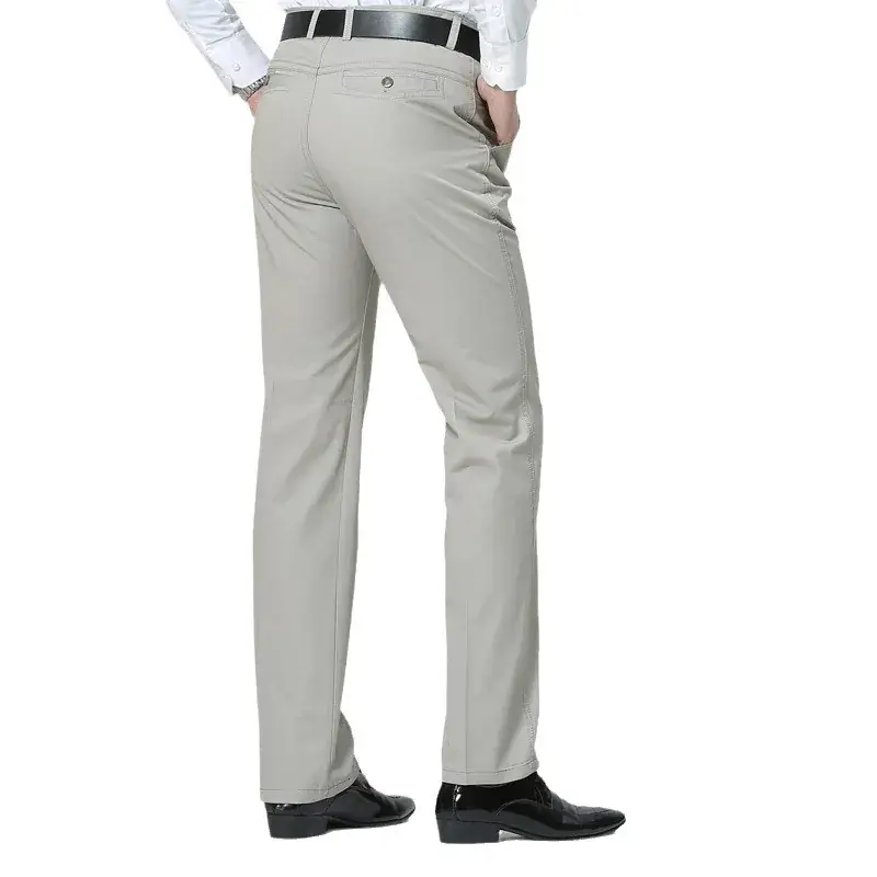 2025 Men's Pure Cotton Straight Leg Pants Black Middle Age - Image 12