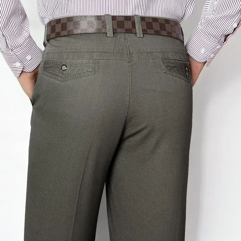 Summer Thin Cotton Middle-aged Men Pants Loose Straight Plus Size - Image 10