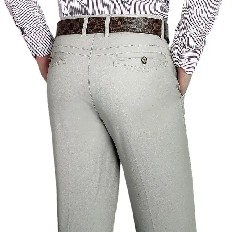 Summer Thin Cotton Middle-aged Men Pants Loose Straight Plus Size - Image 11