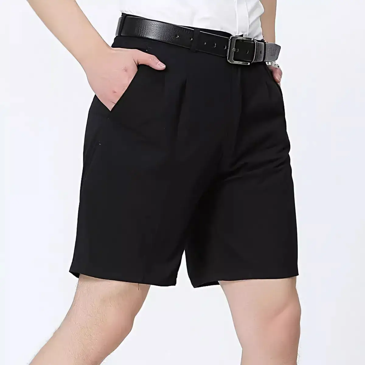 Middle-Aged Men Black Cotton Shorts 5Pc - Image 5