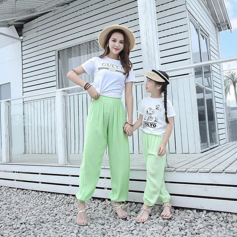 Summer Cotton Silk Yoga Pants Solid Color Morning Wear - Image 12