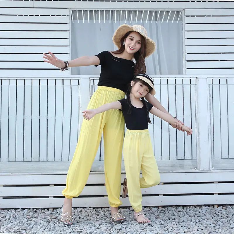 Summer Cotton Silk Yoga Pants Solid Color Morning Wear - Image 9