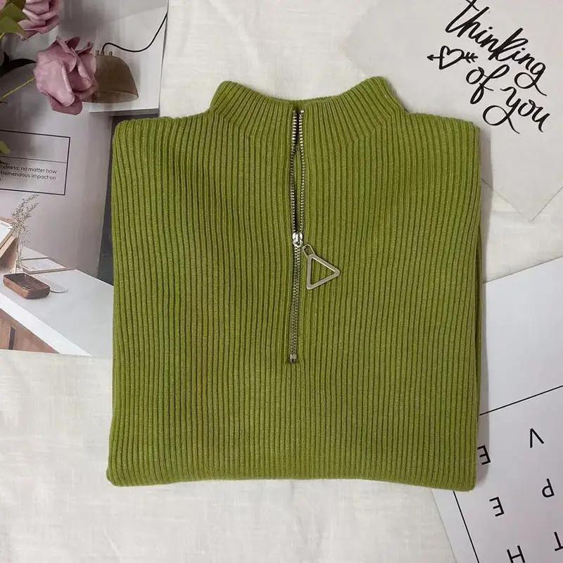 Women Thickened Semi-High Collar Zipper Pullover Sweater - Image 13