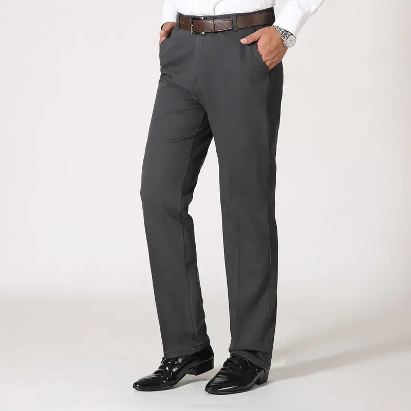 Men's Black Cotton Loose Straight Pants Autumn Winter Business - Image 9