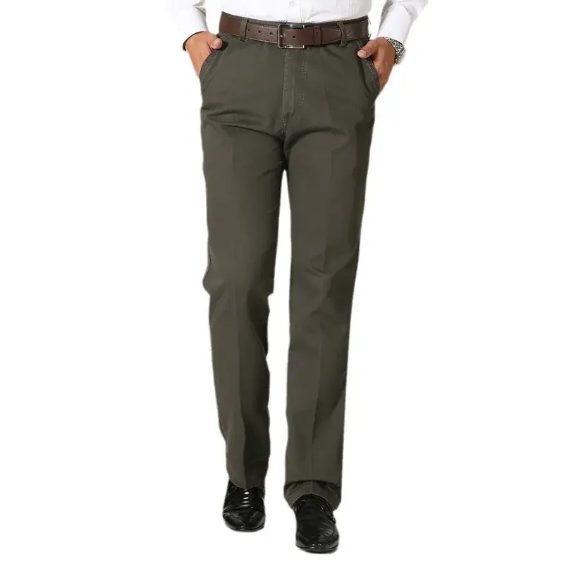 Men's Black Cotton Loose Straight Pants Autumn Winter Business - Image 10