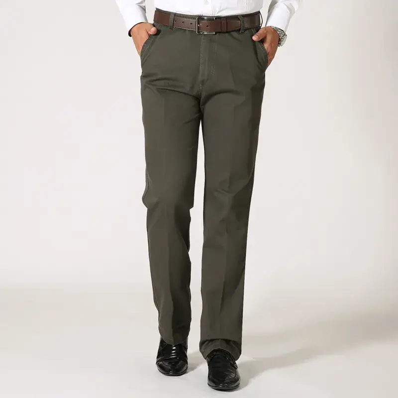 Men's Black Cotton Loose Straight Pants Autumn Winter Business - Image 3