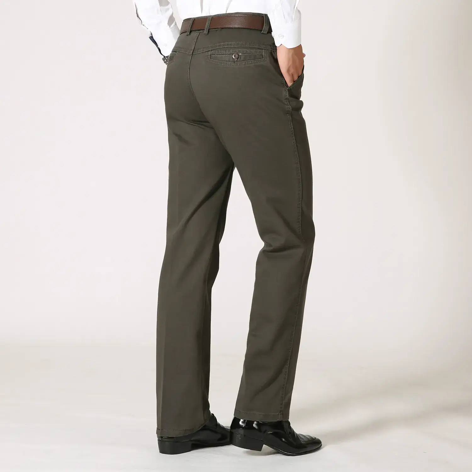 Men's Black Cotton Loose Straight Pants Autumn Winter Business - Image 5