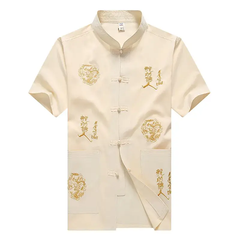 White Embroidered Men's Shirts with Button Front - Image 3