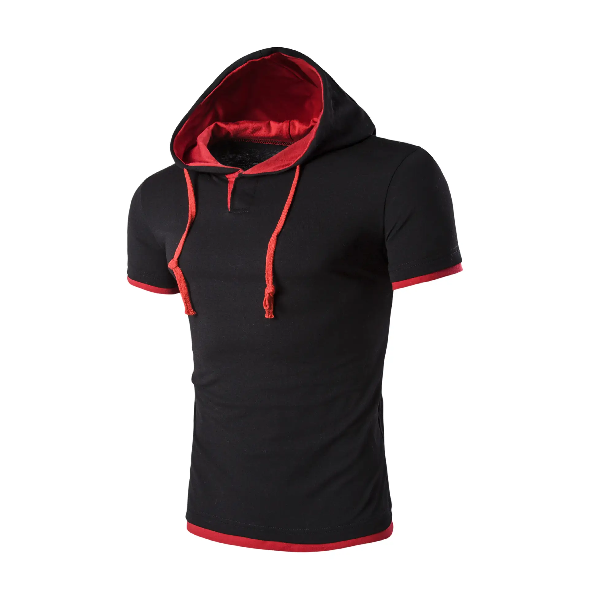 Red Hooded T-Shirt for Men Casual Wear