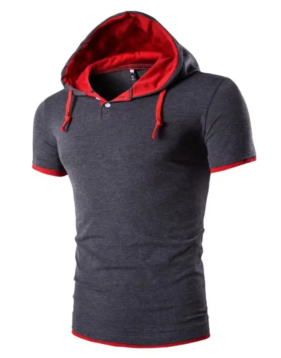 Red Hooded T-Shirt for Men Casual Wear