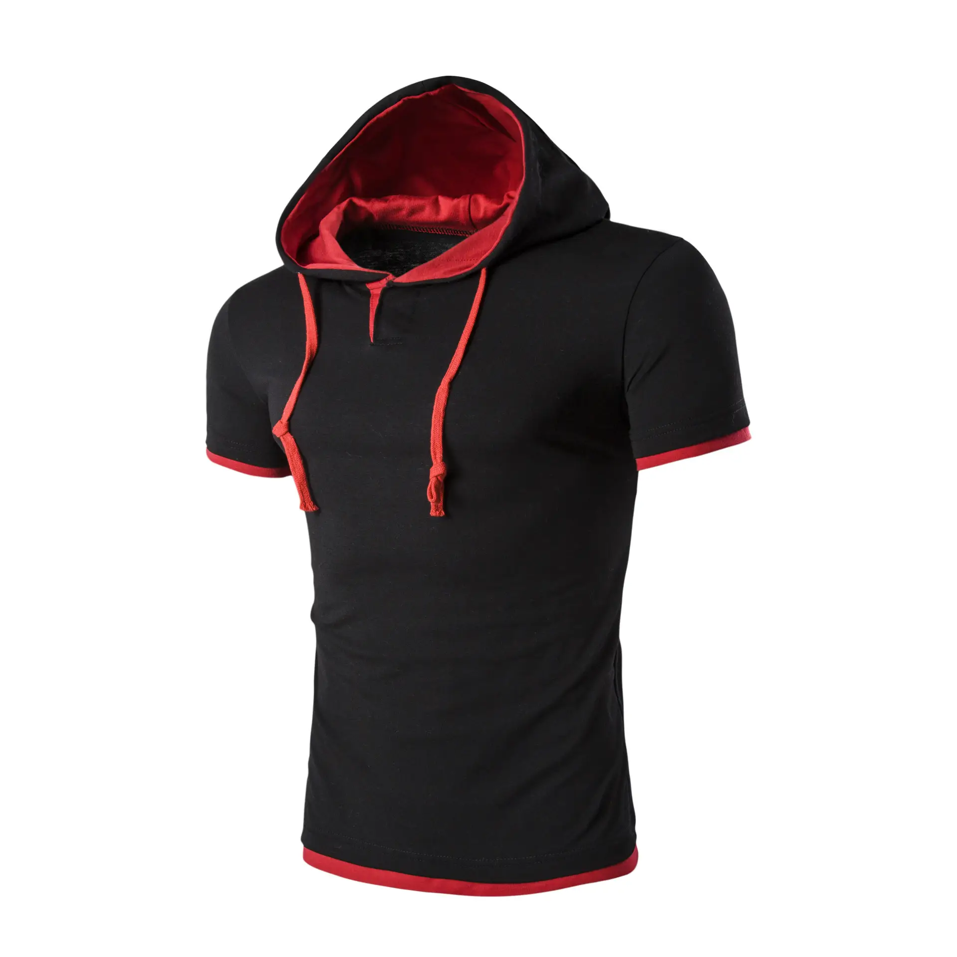 Red Hooded T-Shirt for Men Casual Wear