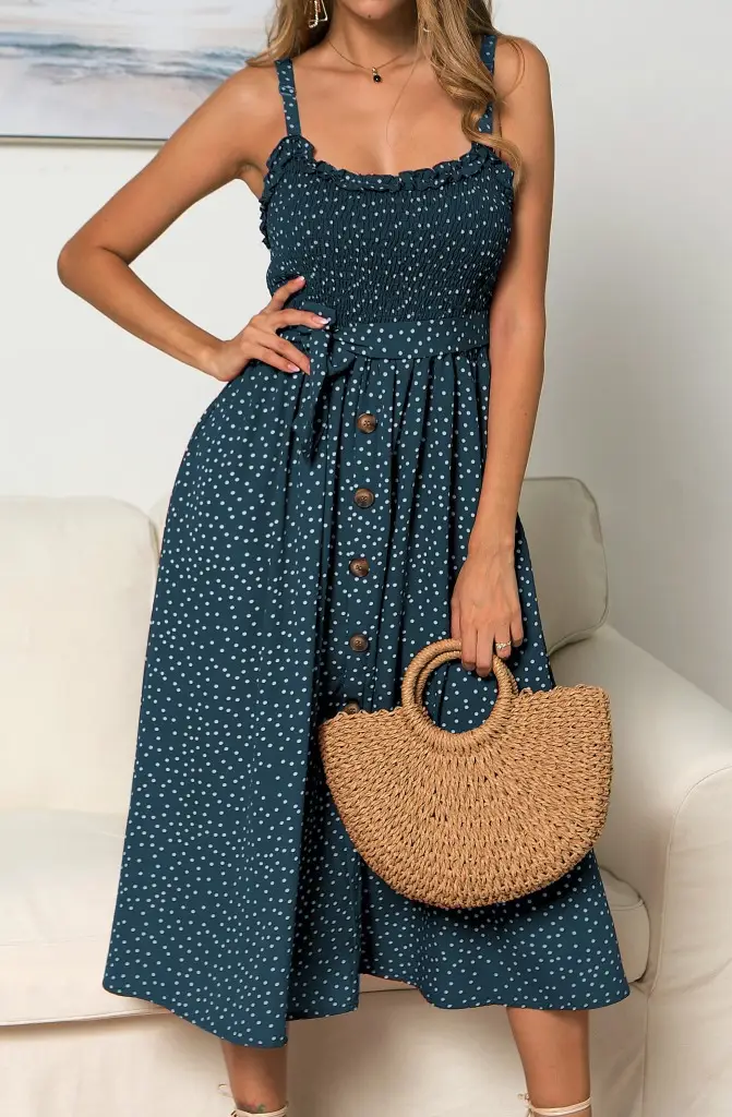 Women's Ruffled Polka Dot Summer Dress with Strap — feature 28