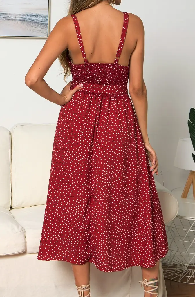 Women's Ruffled Polka Dot Summer Dress with Strap — feature 9
