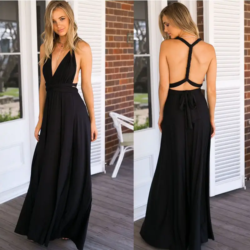 Green Crossback Long Maxi Dress for Women