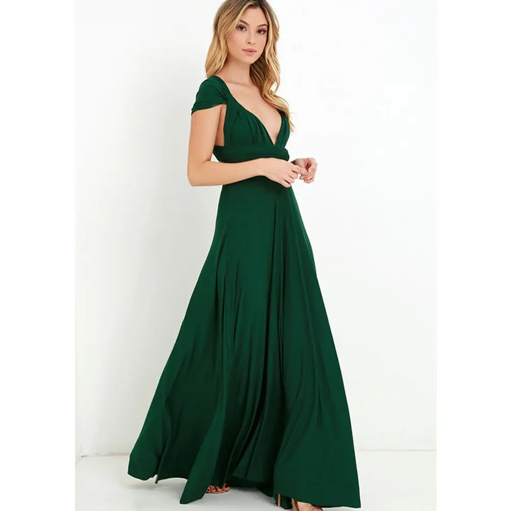 Green Crossback Long Maxi Dress for Women — feature 15