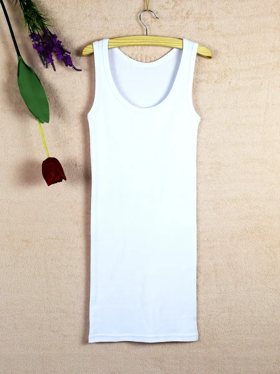 Women's Grey Camisole Bottoming Shirt Winter Hip-Hugging Skirt Pure Cotton - Image 9