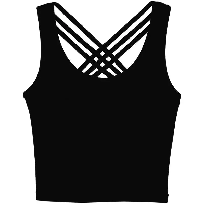 Women's Black Back Cross Camisole Pure Cotton High Waist