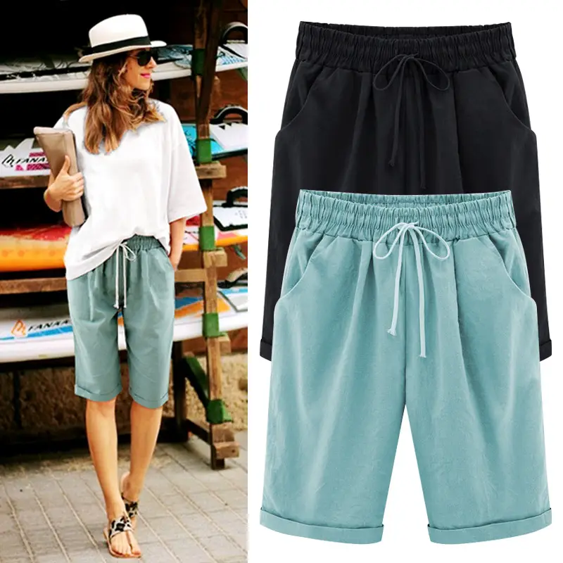 Women's Over-the-Knee Pure Color Casual Pants Large Size - Image 12
