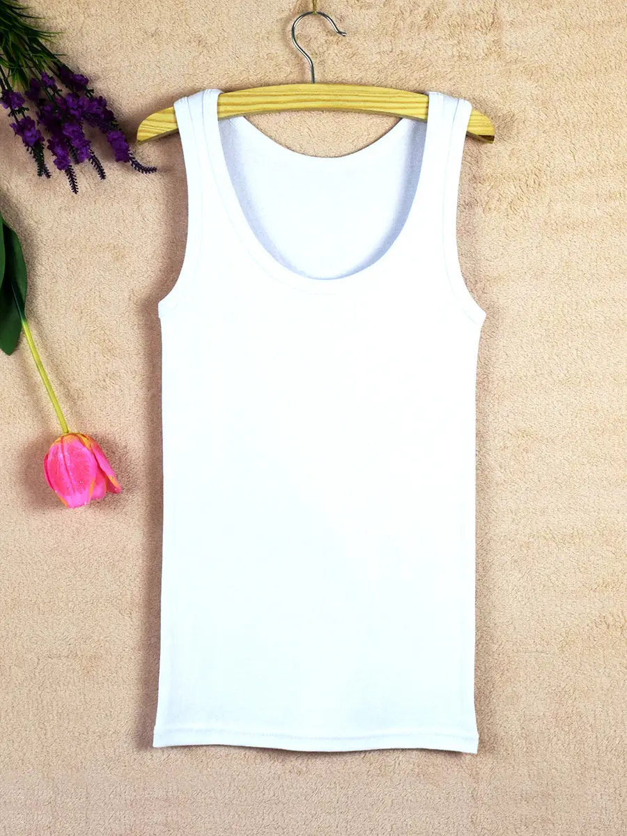 Pure Cotton White Sleeveless Vest Large - Image 8