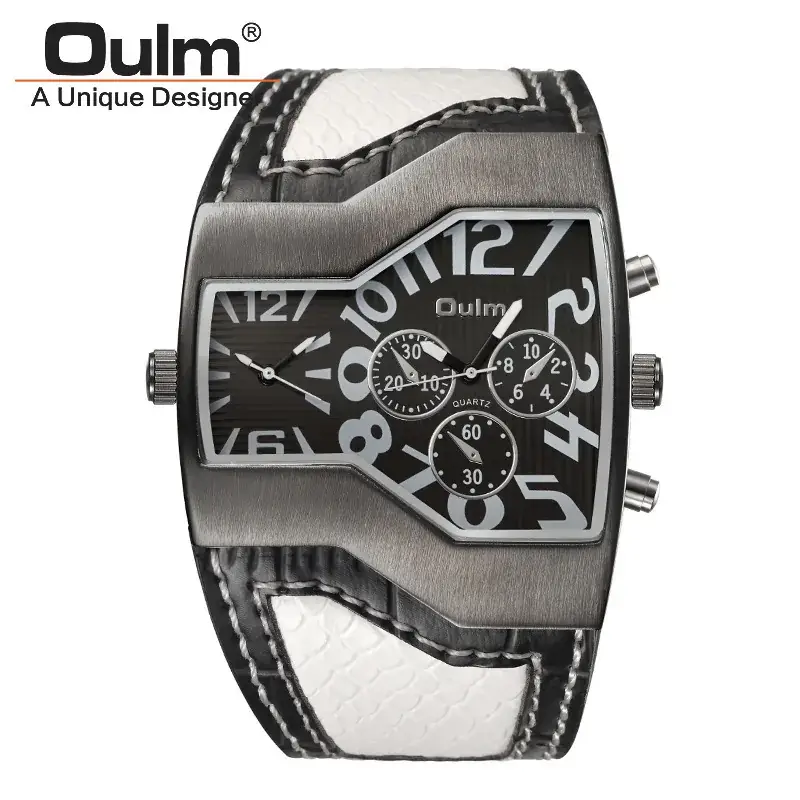 Oulm Quartz Men's Watch Large Dial Black Belt - Image 9