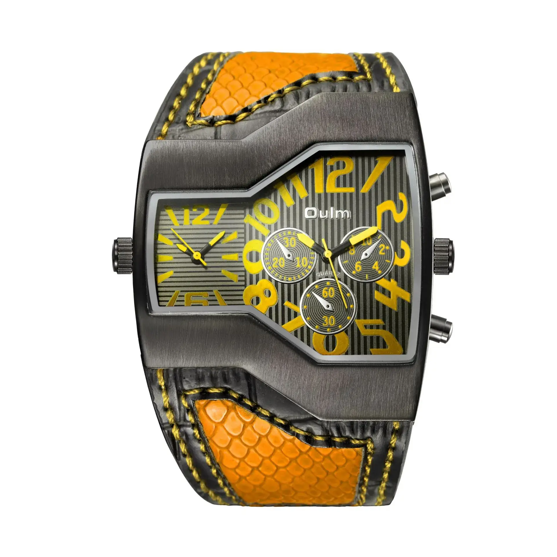 Oulm Quartz Men's Watch Large Dial Black Belt - Image 2