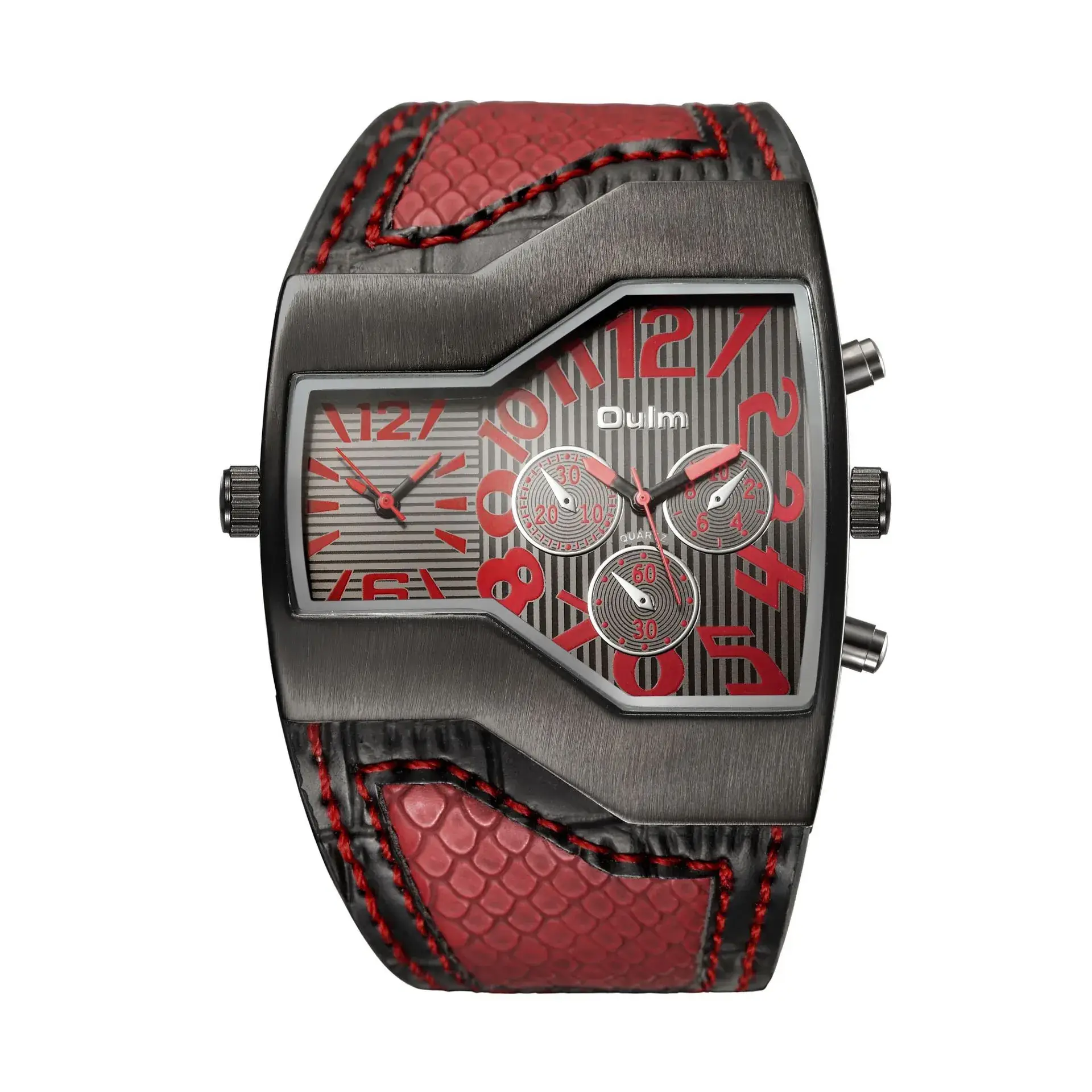 Oulm Quartz Men's Watch Large Dial Black Belt - Image 3